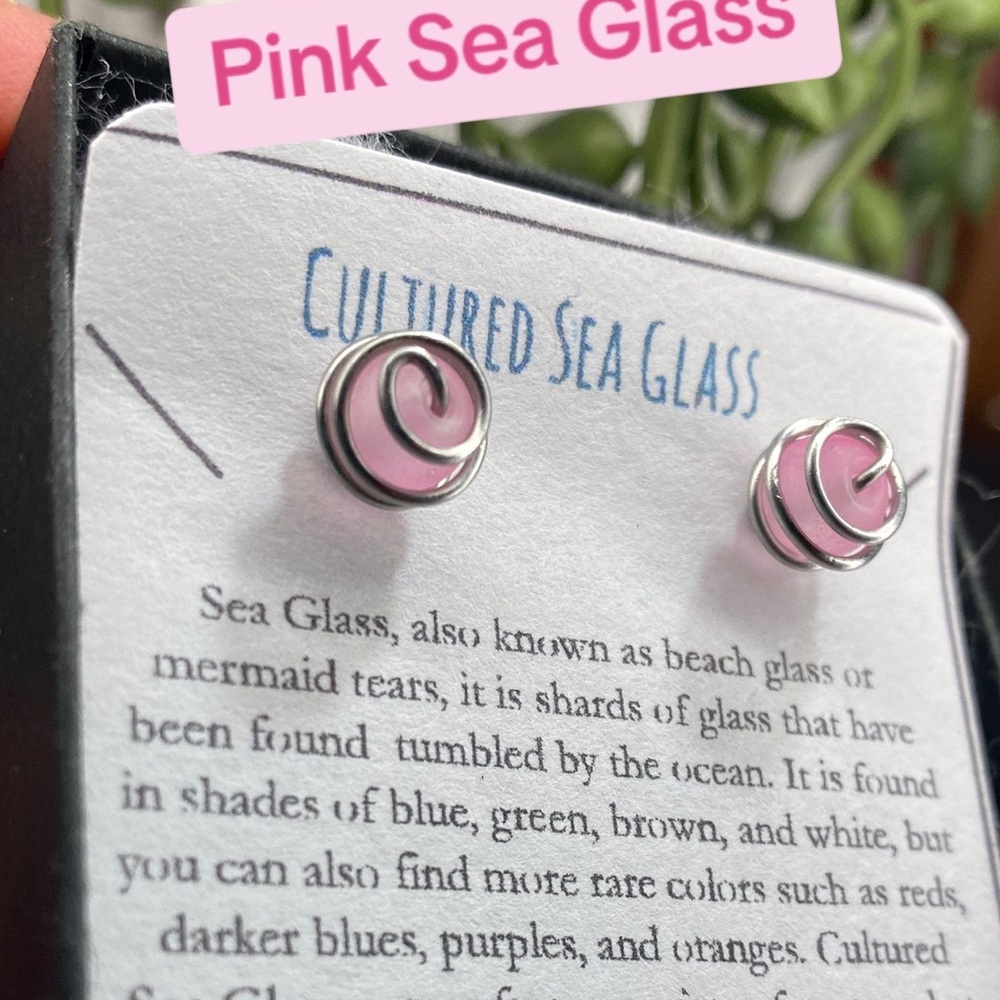 Blush Pink 6mm Cage Wrap Wire bead post earrings. In stainless steel or blac…